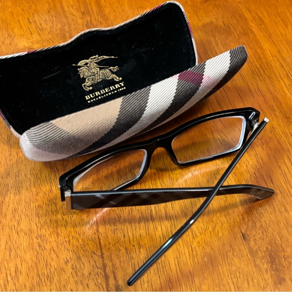 Burberry Glasses B 2091 3001 54017 140 Black Plastic Grey Plaid Arms Nova Check